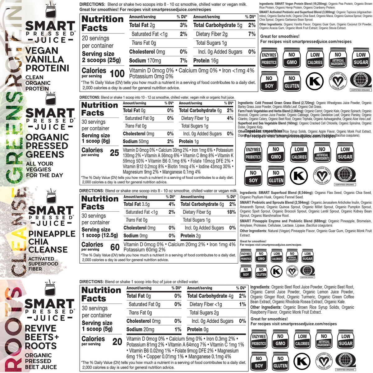 Smart Pressed Juice labels.